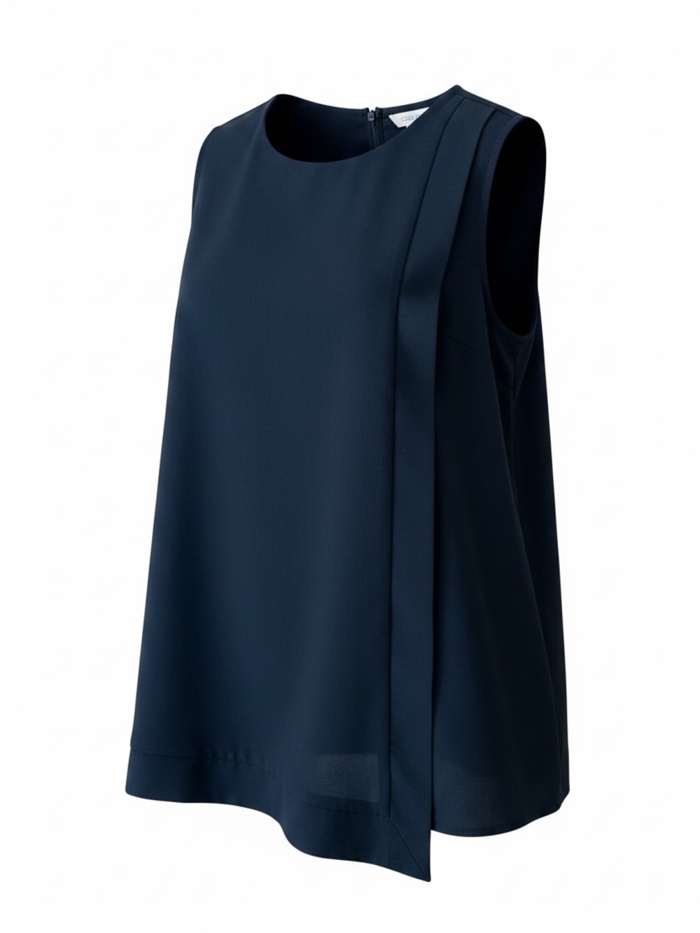 Sleeveless Black Pleat Front Blouse